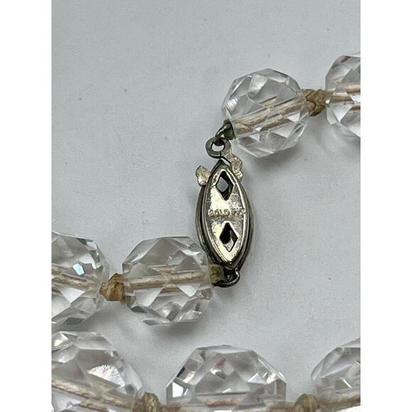 Faceted Rock Crystal Graduated Vintage Gold Filled Clasp Single Strand Necklace - Picture 11 of 16